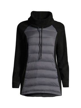 Land's End Black and Gray Quilted Pullover Sweater